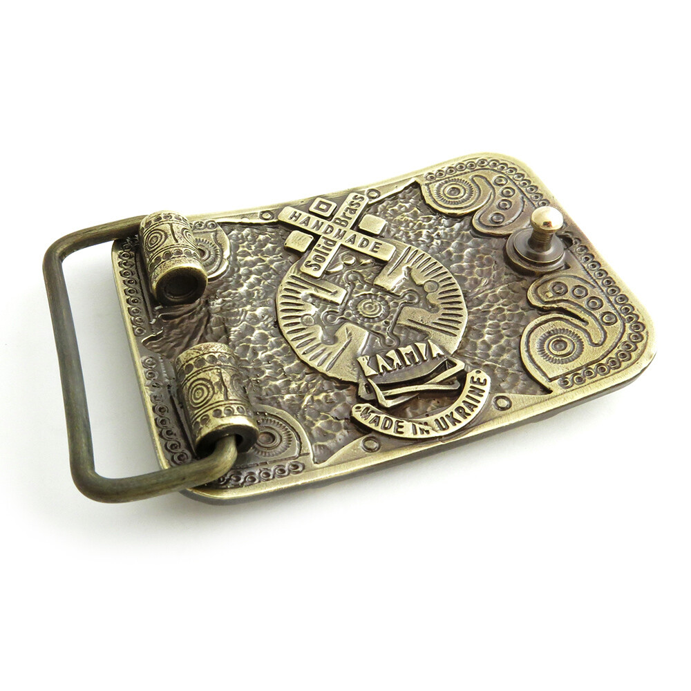 Brass belt buckle pre-Christian sun cross; Zgarda; Teutonic or Maltese cross