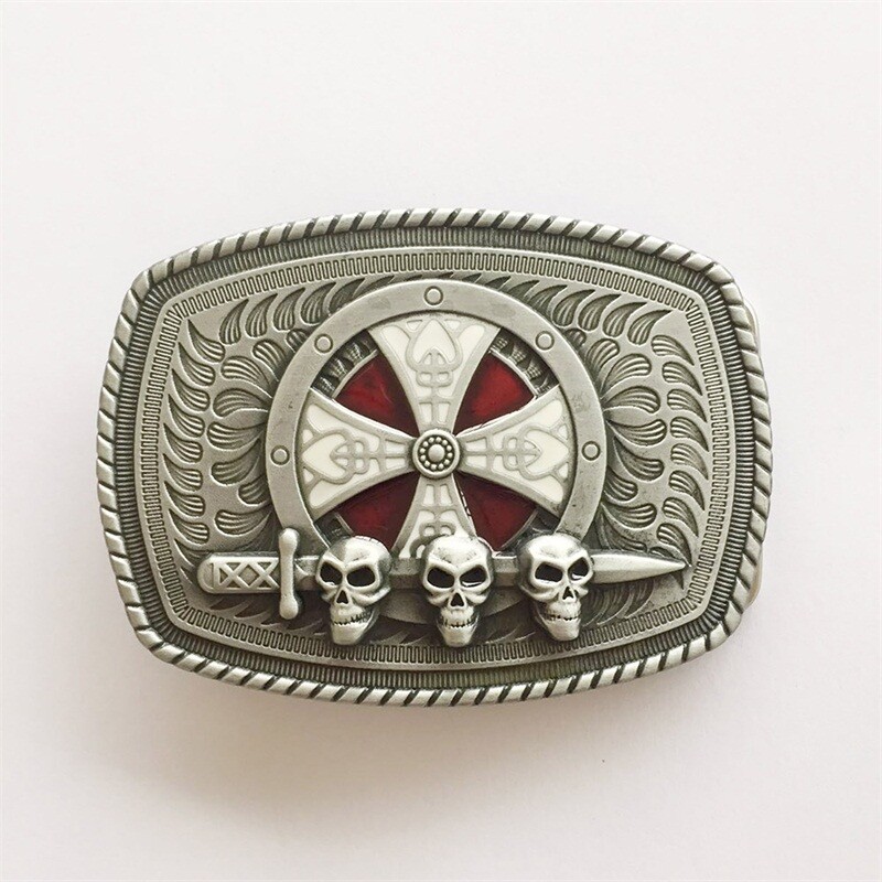 Vintage Enamel Celtic Shield Skull Sword Belt Buckle Gurtelschnalle