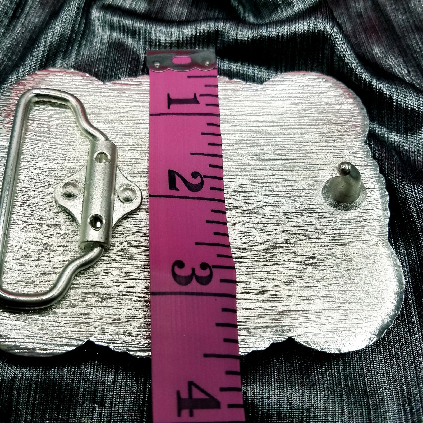 Western belt buckle 3.5×4 inches red and silver