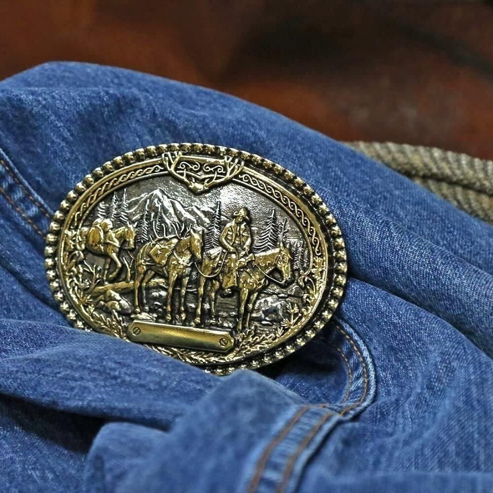 Montana Silversmiths Attitude Western Belt Buckle, Pack Horse and Rider