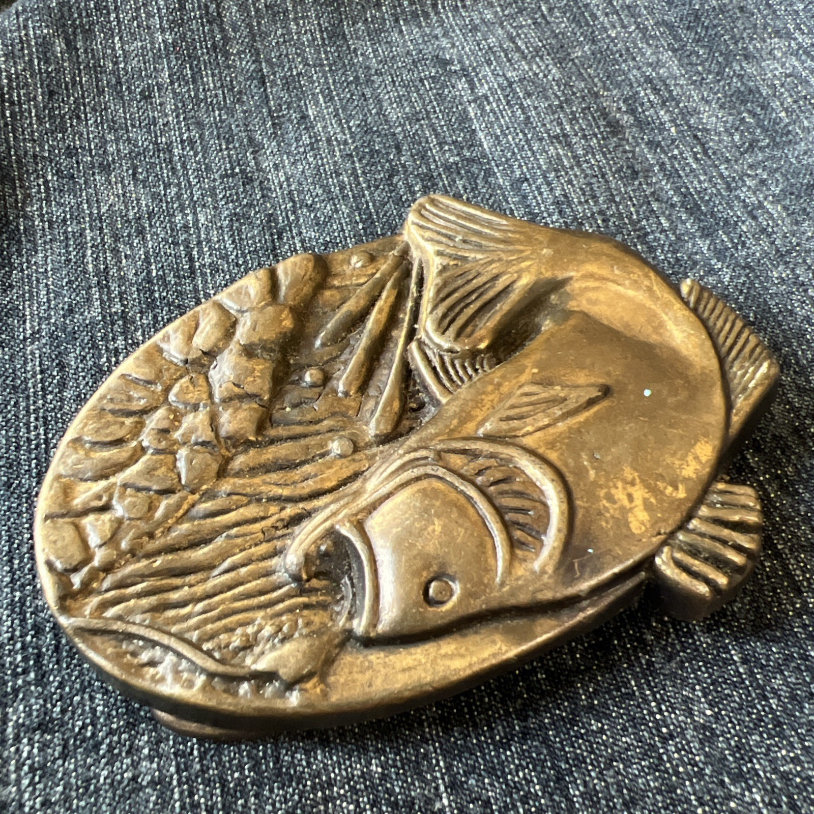 MBCI Solid Brass Fish Belt Buckle | Made in USA | 1970s Fishing Buckle Vintage