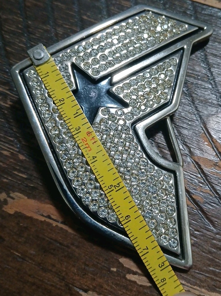 Famous Stars and Straps Belt Buckle Rhinestone Bling F Logo Y2K Travis Barker