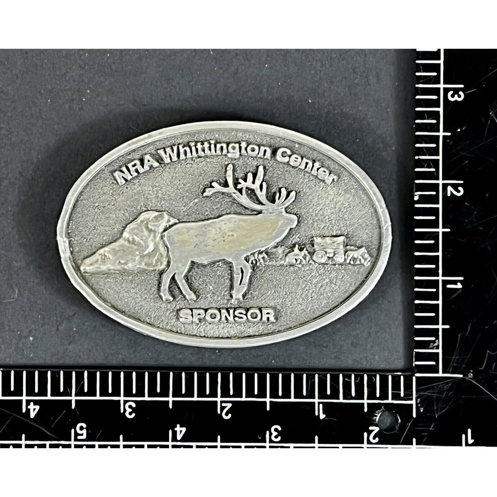 Bull Elk NRA WITTINGTON CENTER SPONSOR BELT BUCKLE Estate Western Cowboy Vintage