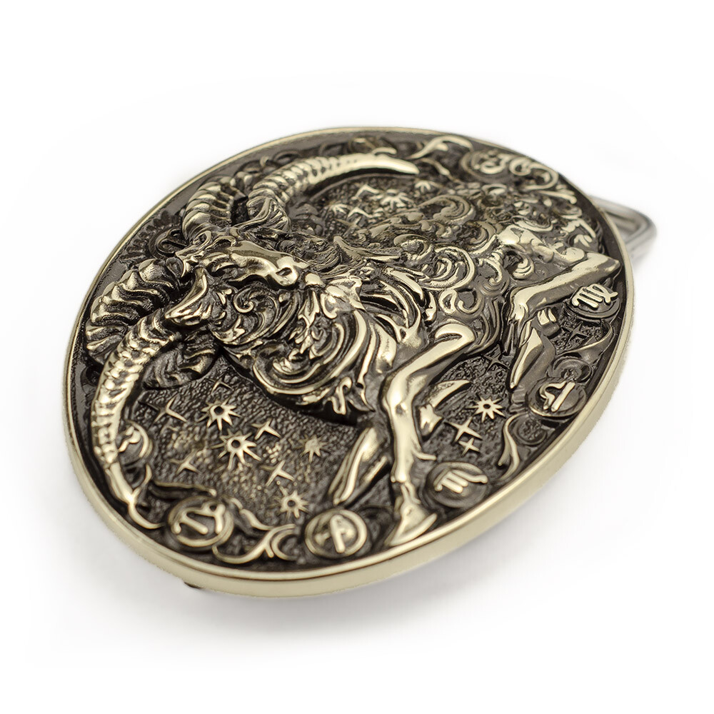 Aries german silver belt buckle, Aries ram Horoscope Astrological Zodiac Sign