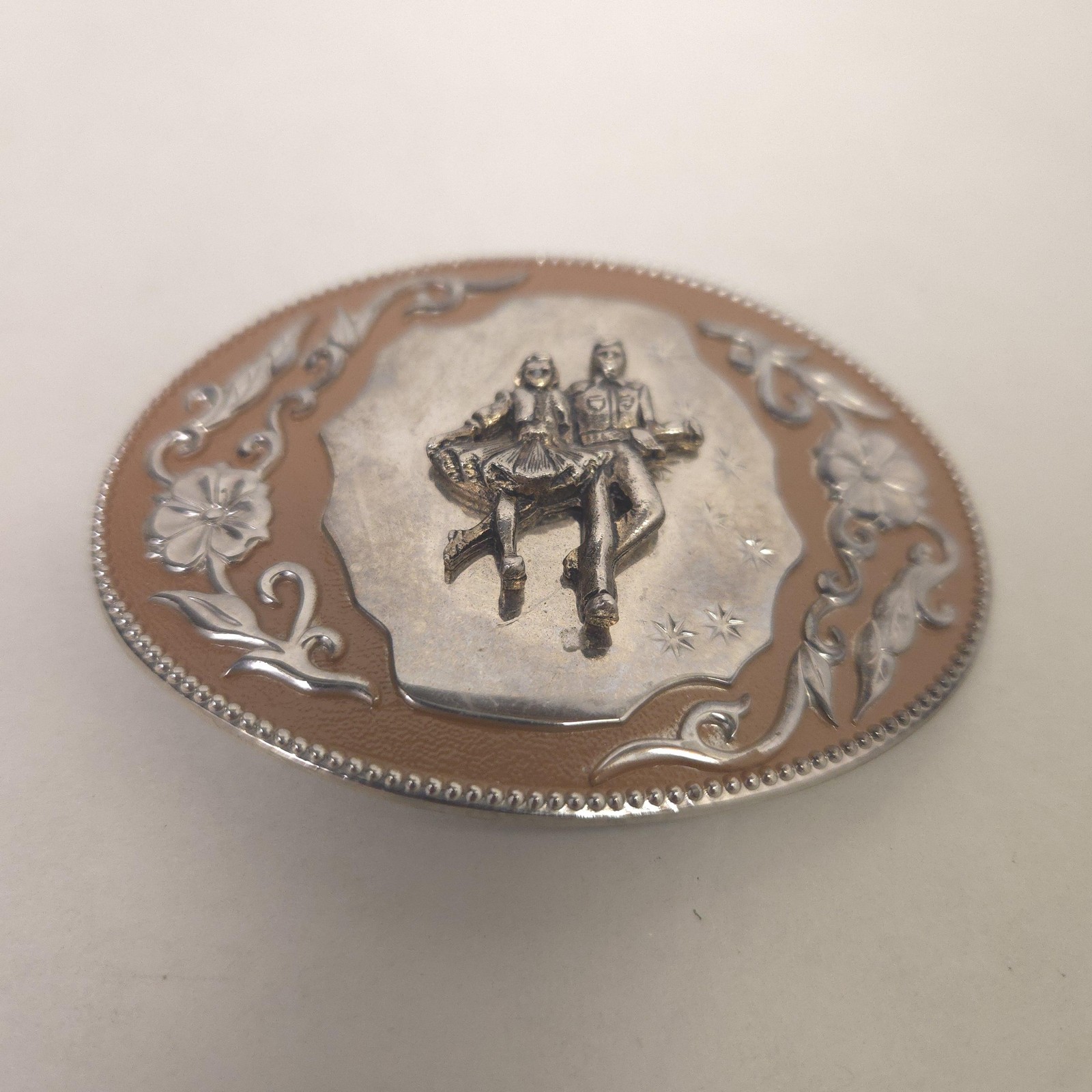 Aminco Belt Buckle Lot Mens Silver Western Heritage Floral Dancing Couple Set 2
