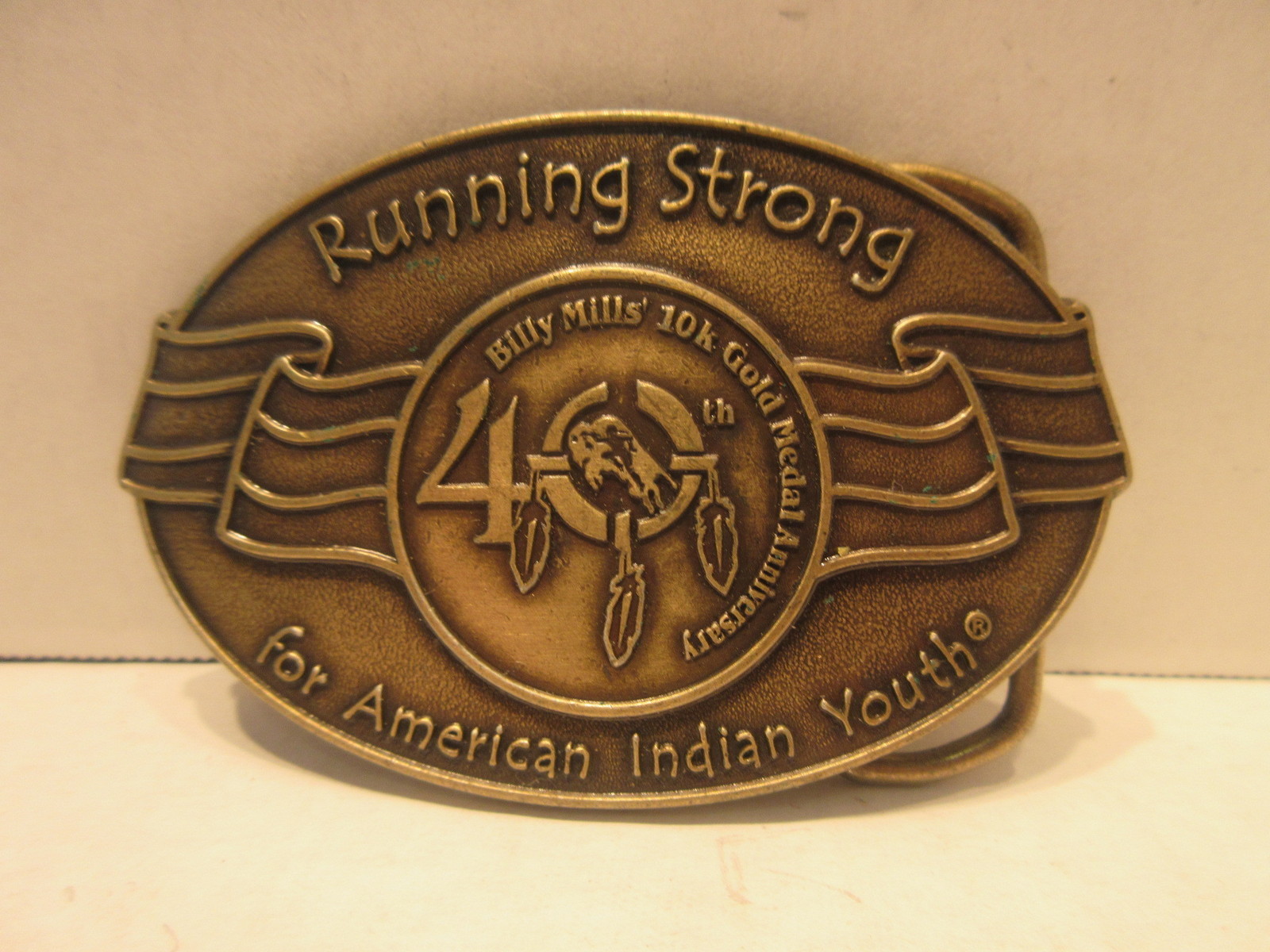 Running Strong for American Indian Youth Belt Buckle Billy Mills 10K 40th Anniv