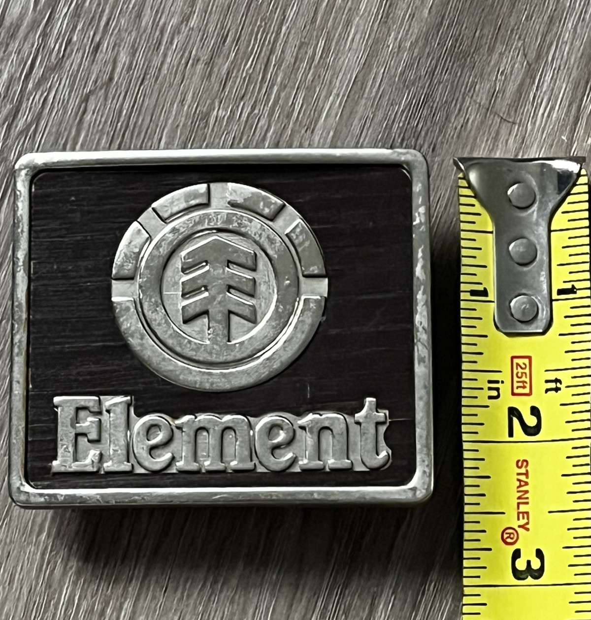 Element Metal Belt Buckle Skateboarding Brown & Silver 3&Prime;x 2.5&Prime;