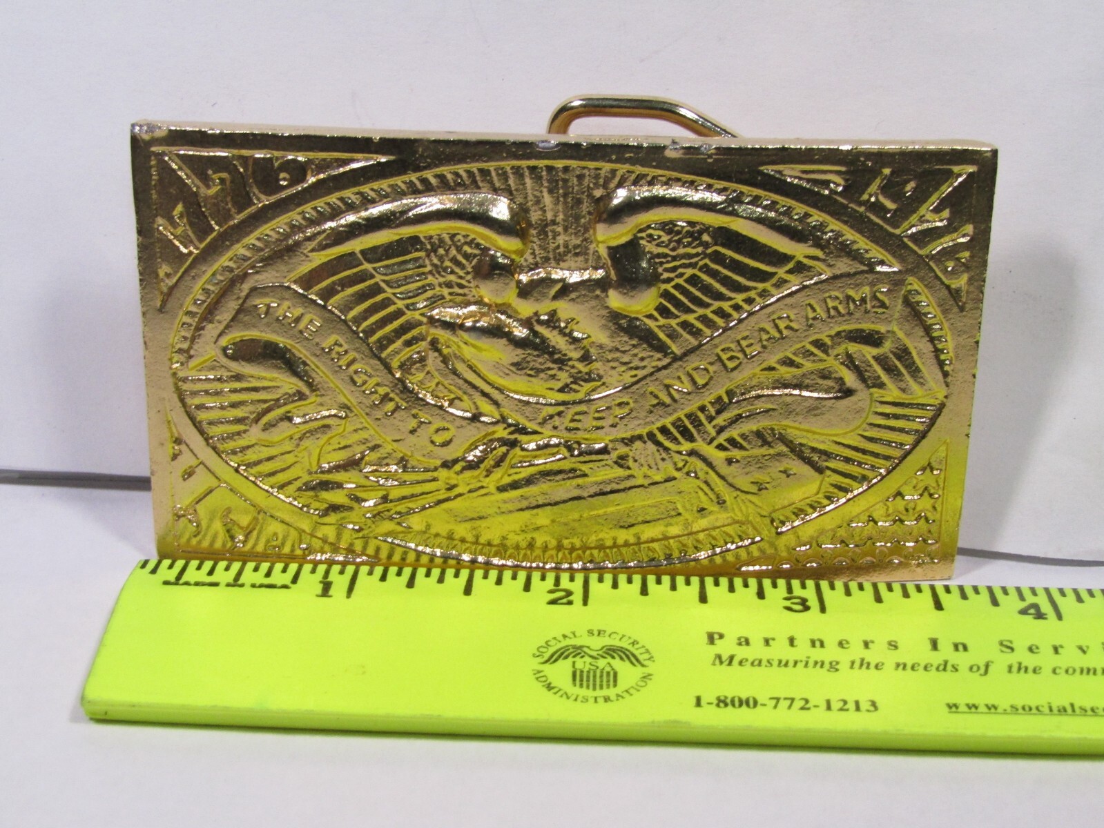 1976 Bicentennial Brass Buckle American Eagle The Right to Keep & Bear Arms