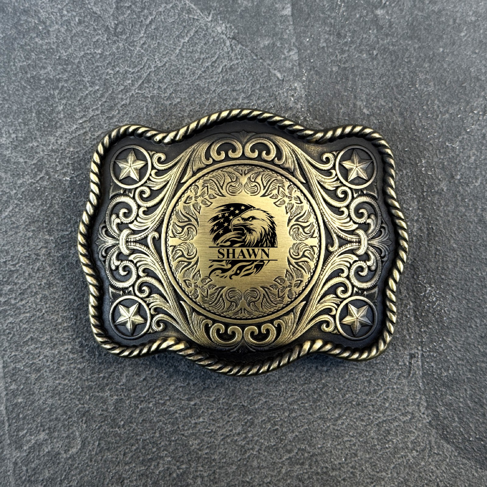 Western Buckle. Engraved Buckle Custom Personalized Monogrammed. For 1.5&Prime; Belt.