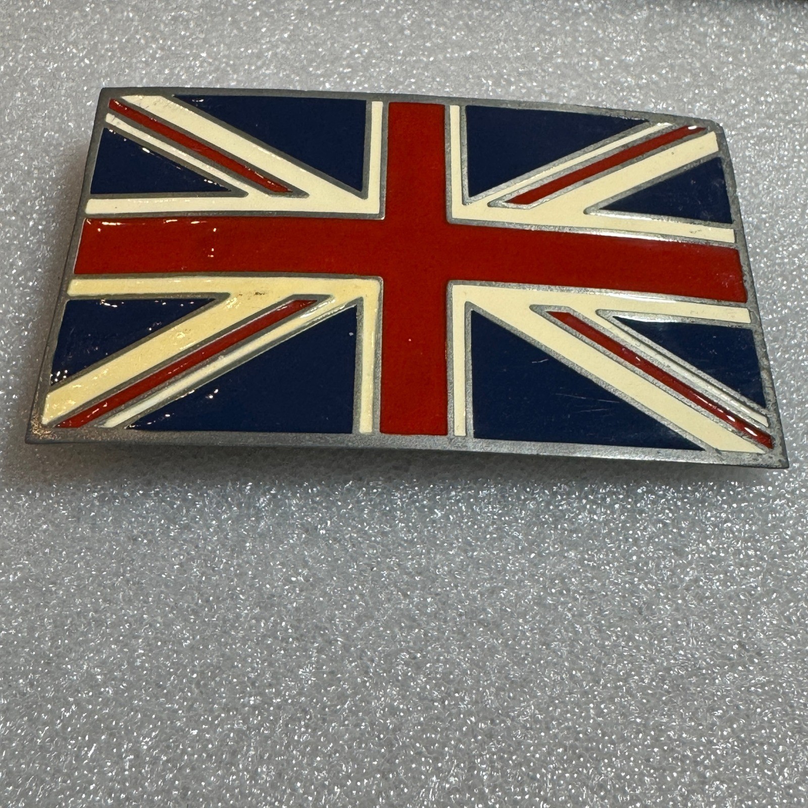British Flag Belt Buckle Metal Pewter Tone Made Mexico Reissue