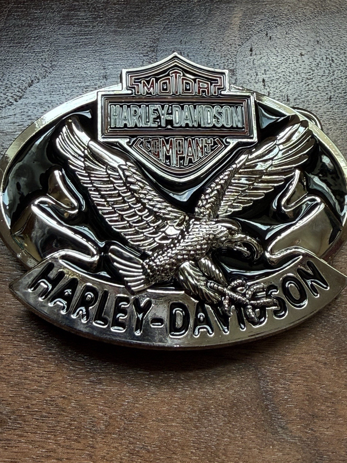 Harley-Davidson Men&rsquo;s Eagle Wing Over America Belt Buckle, Antique Nickel Finish