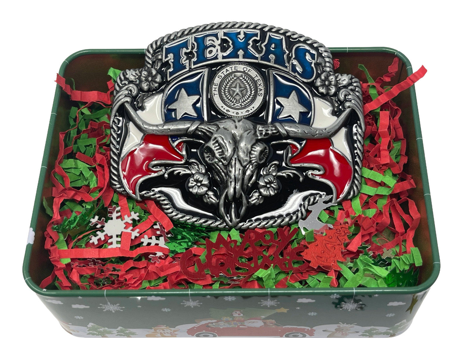Texas Belt Buckle Gift Set – Longhorn Skull Texas Flag Western Belt Buckle