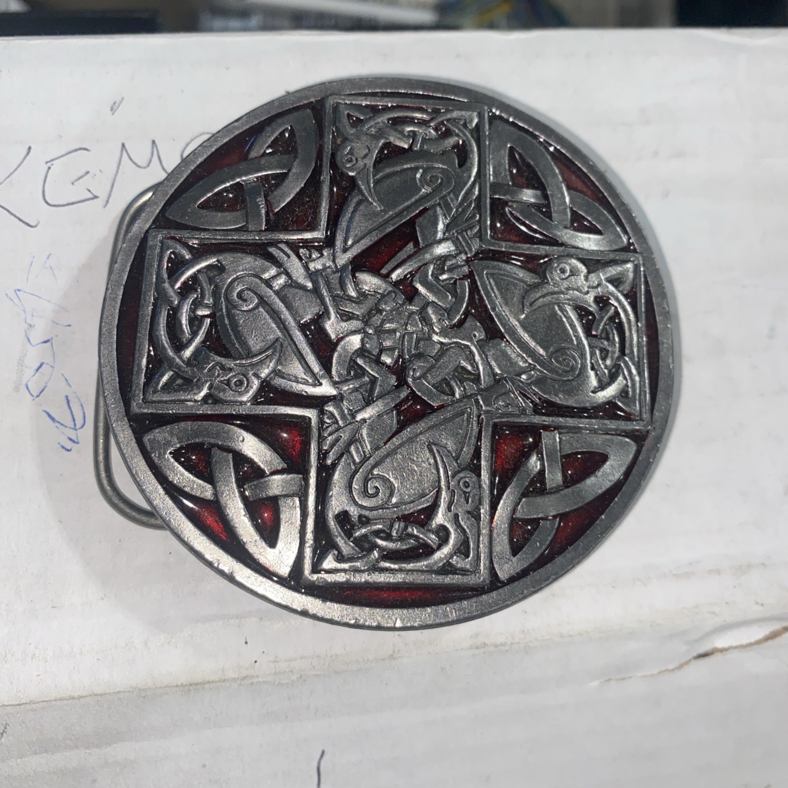 Celtic Cross Buckle, Red, Knots, Gaelic, Crows, Medieval, Saxon, Dragon Designs