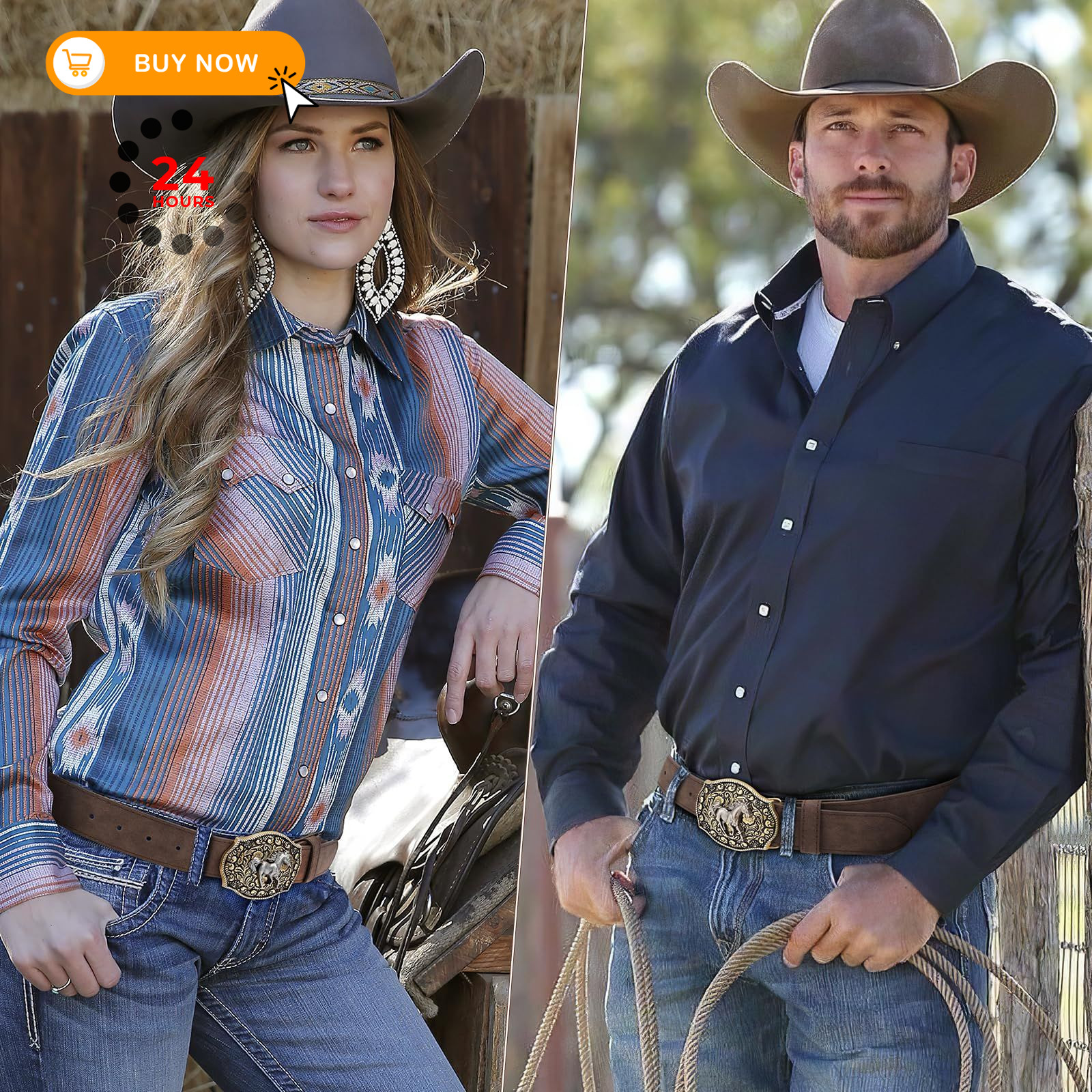 SANSTHS Cowboy Belts for Men Women 35&Prime;-38&Prime; Waist Adjustable, Pu Coffee/Horse