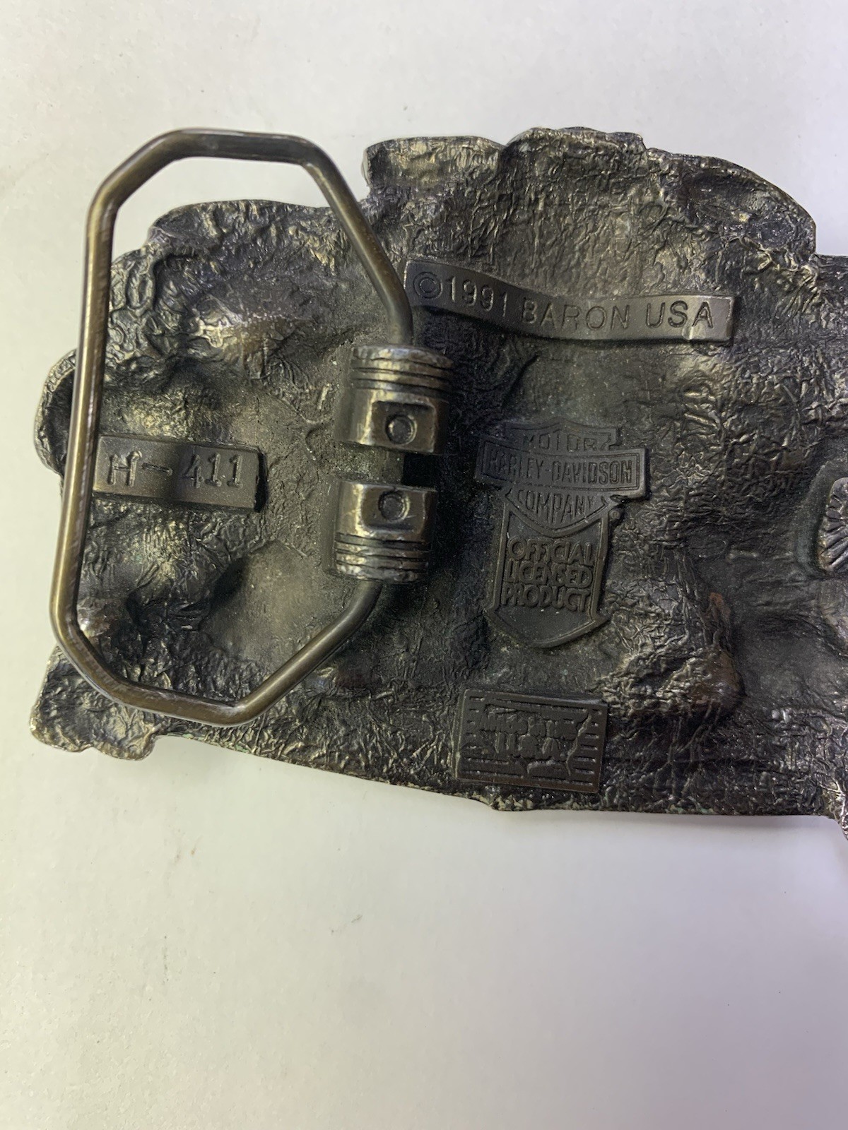 Vintage HARLEY DAVIDSON belt buckle H-411 1991 Baron USA Hog Toys Rare
