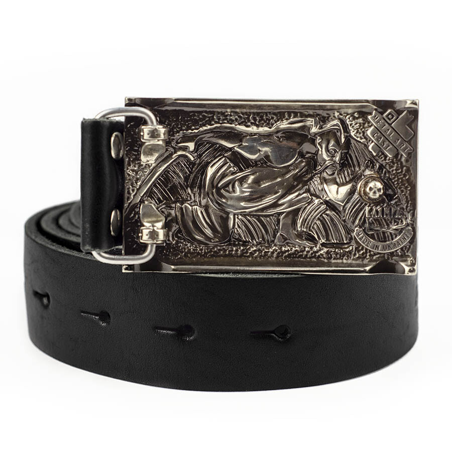 German silver belt buckle « Werewolf », Military buckle, Animal Grey Wolf buckle