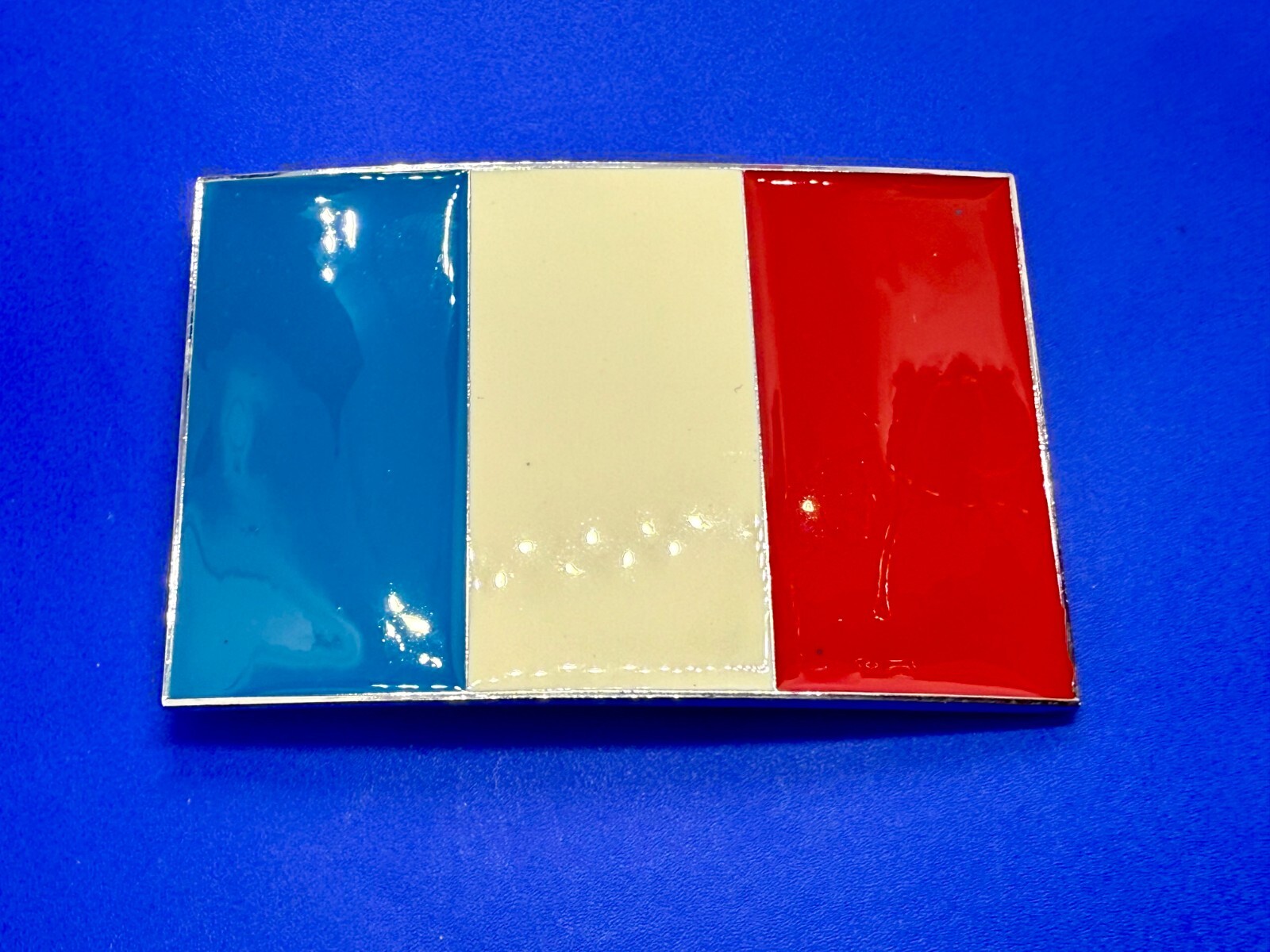 Flag of France French Country Blue White Red Enamel Patriotic Belt Buckle