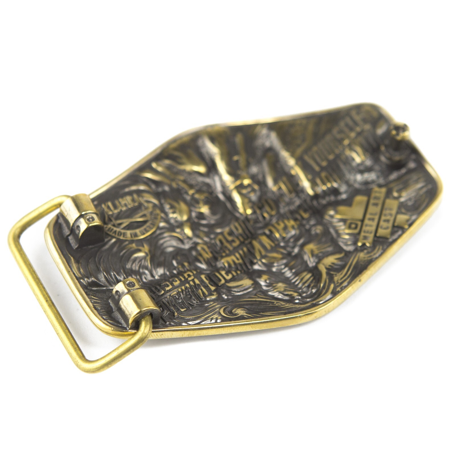 Warship done! solid brass belt buckle, ukrainian trident, russian combat ship