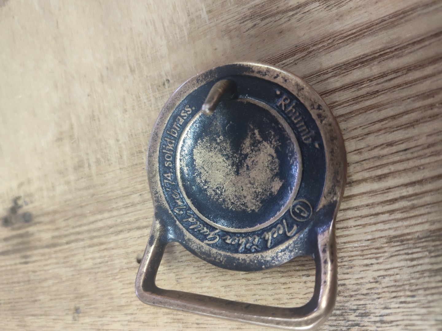 Vintage 1974 Tech Ether Guild Inc Rhumb Brass Belt Buckle