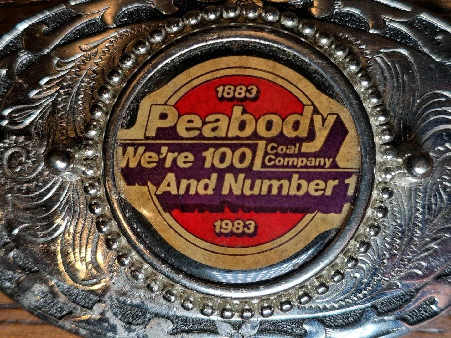 VTG 1983 100 Years Peabody Coal Mining Miners Metal Belt Buckle Indiana Kentucky
