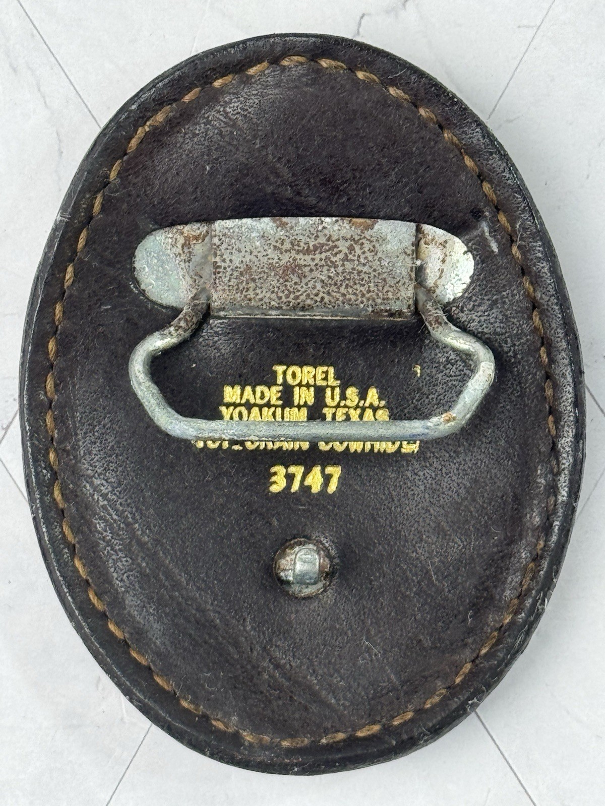 Vintage Torel Belt Buckle Leather Hand Tooled & Painted Elk or Deer 3747 Texas