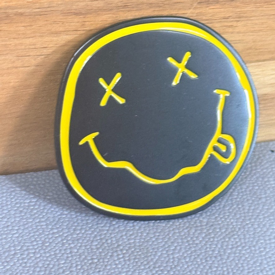 Nirvana Smiley Face Belt Buckle 2007 Black Yellow Licensed 3&Prime; Rock Band
