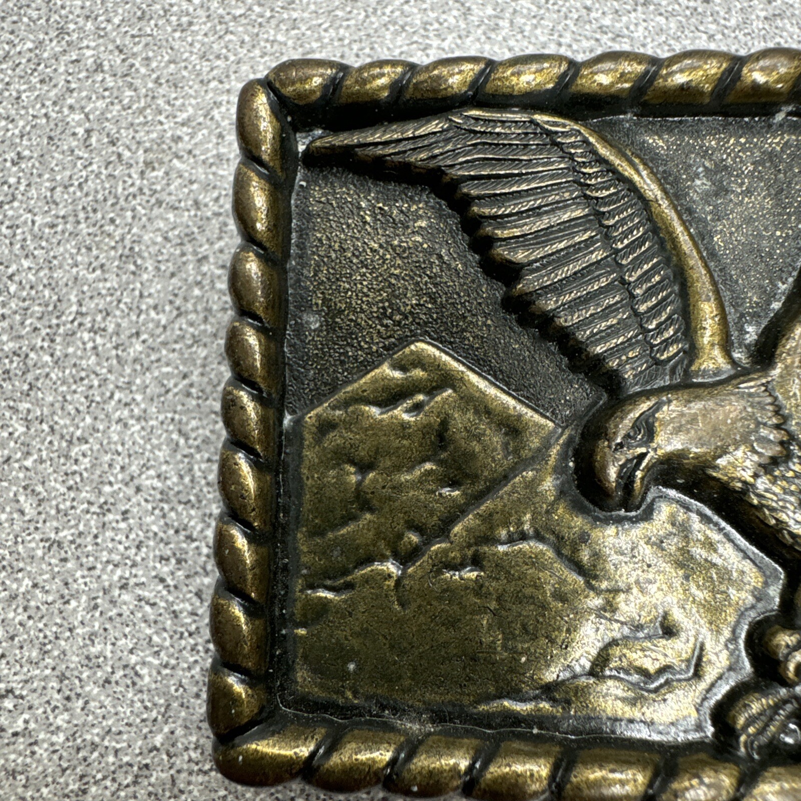 Vintage Brass Eagle Belt Buckle Western Cowboy Americana Mountain Design