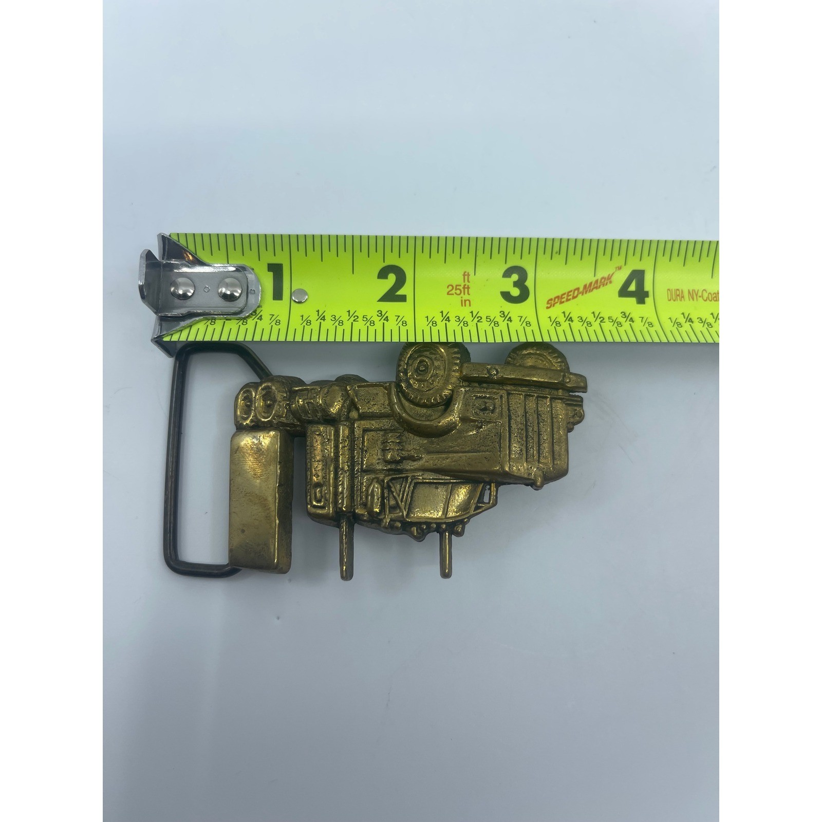 Vtg BBB Baron Solid Brass Semi Truck Belt Buckle D4181 3.5×2&Prime;