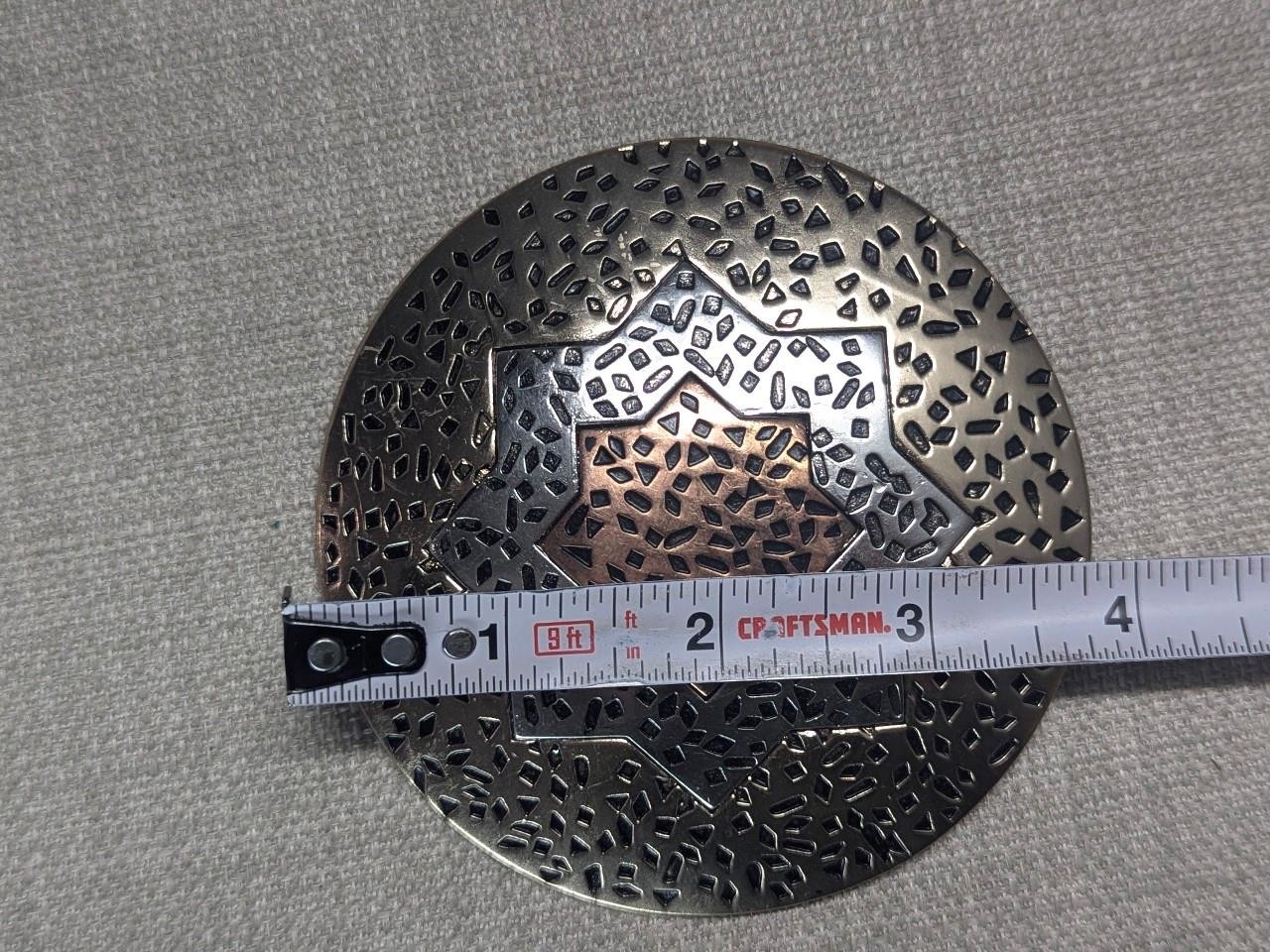vinage LARGE belt buckle METALCRAFT cowboy WESTERN brutalist *damage*
