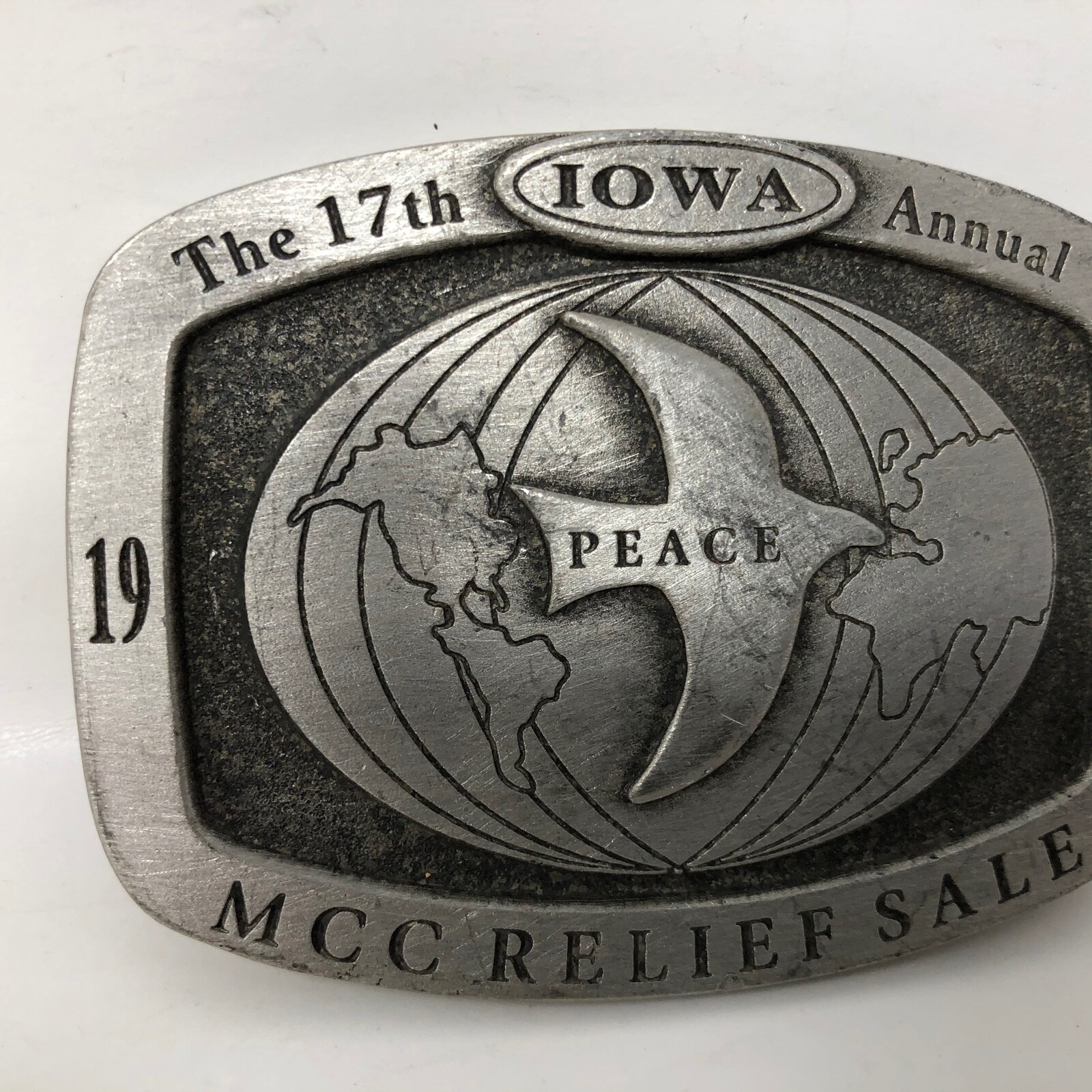 VTG 17th Iowa Annual MCC Relief Sale 1996 Belt Buckle Mennonite Christian Help