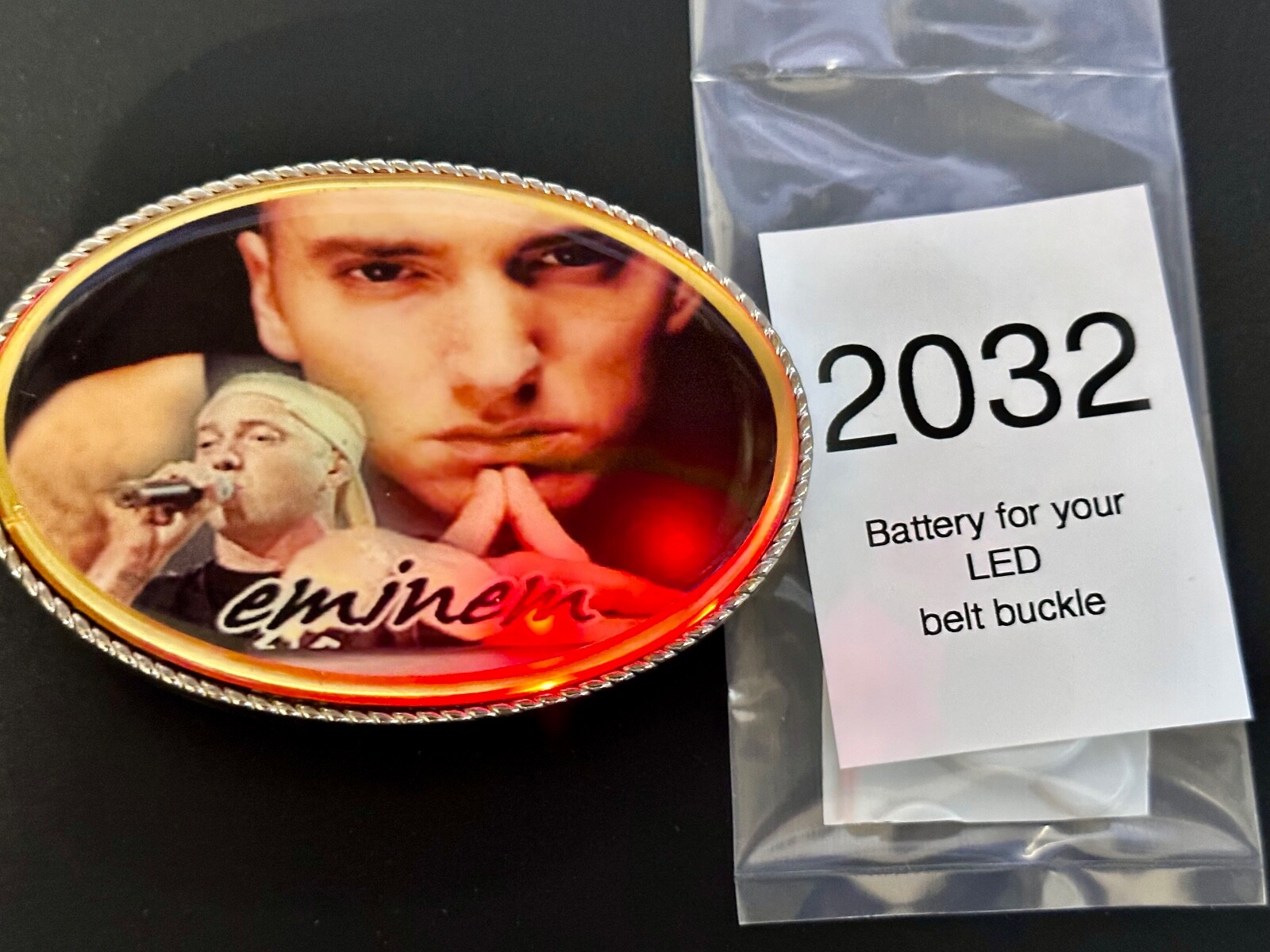 Eminem Slim Shady Led Multi Color Light Flashing Belt Buckle W/ Fresh Battery!