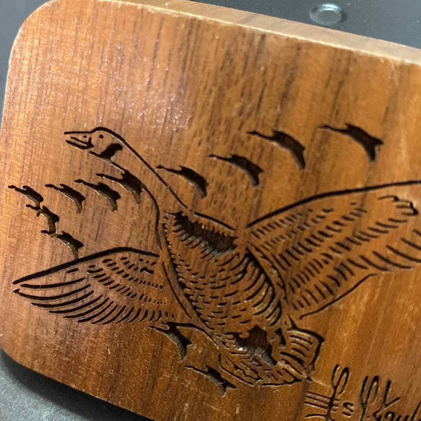 Vintage 1977 Lasercraft Laser Engraved V Formation Geese Duck Theme Belt Buckle