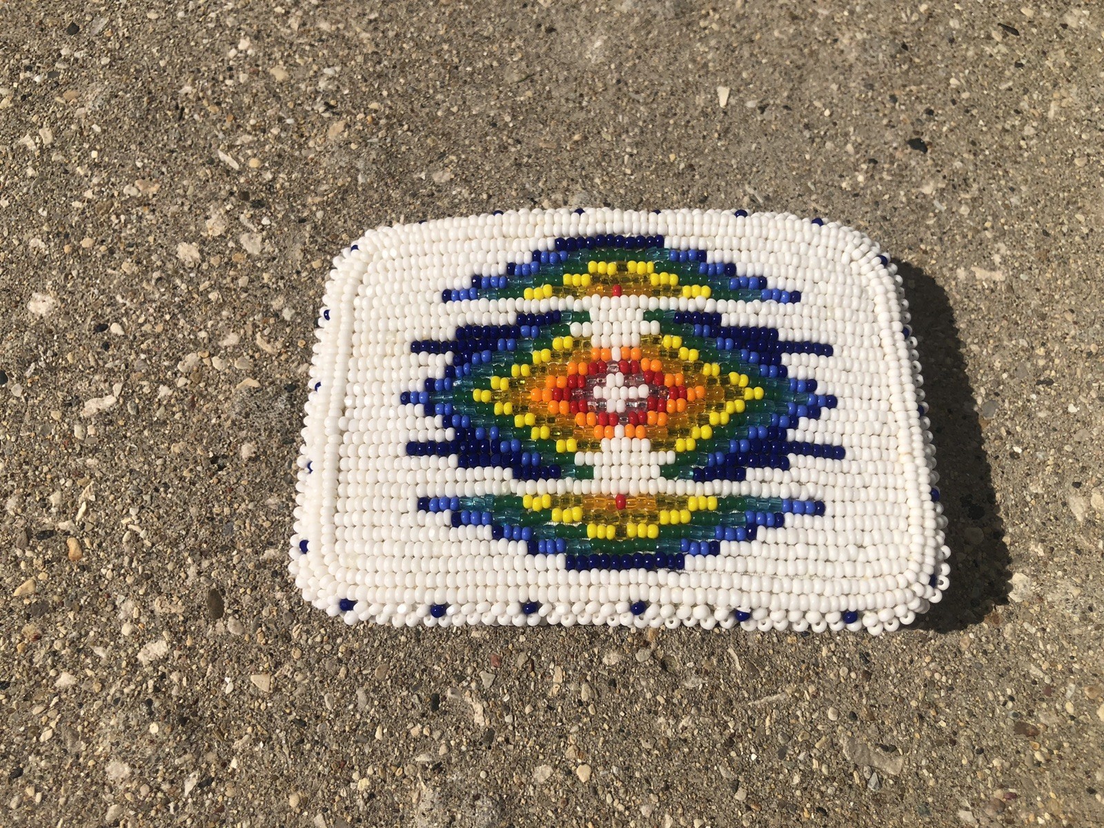 vintage NATIVE AMERICAN belt buckle BEADED handcraft NAVAJO indian western