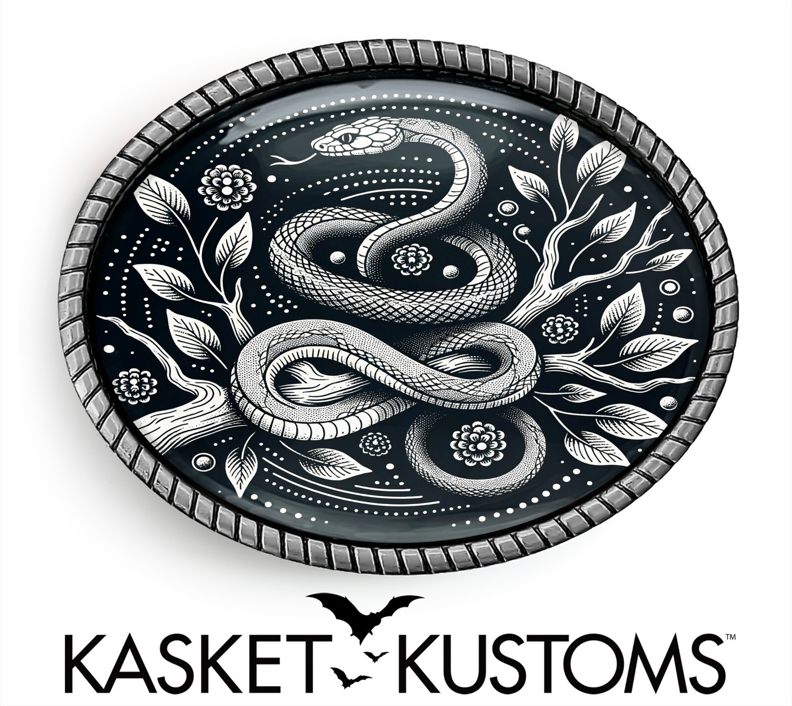 Snake Belt Buckle – Traditional Snake Tattoo Design Handmade Belt Buckle – 651
