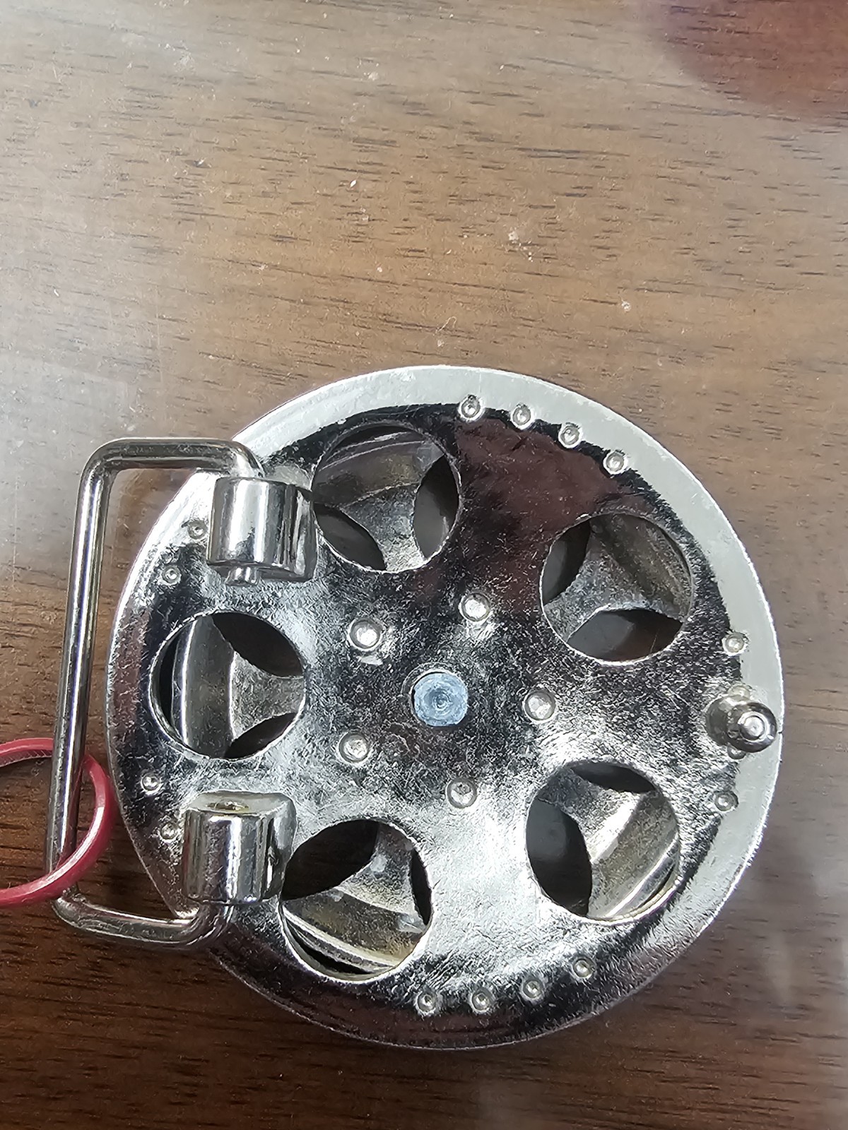 Belt Buckle Silvertone Spinner Car Rim Belt Buckle Made In USA
