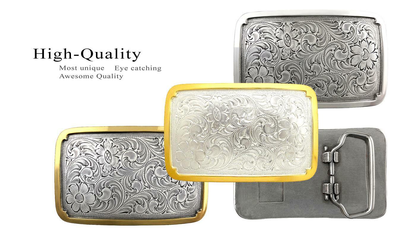 Western Floral Scroll Engraved Belt Buckle Fits 1-1/2&Prime;(38mm) Belt Strap