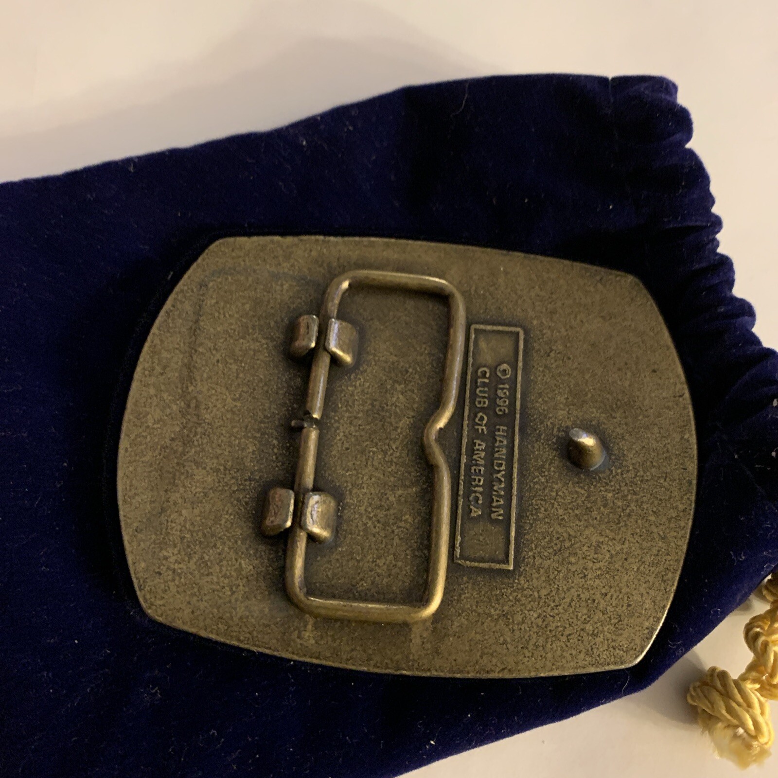 1996 Brass Belt Buckle Handyman Club of America Life Member Vintage