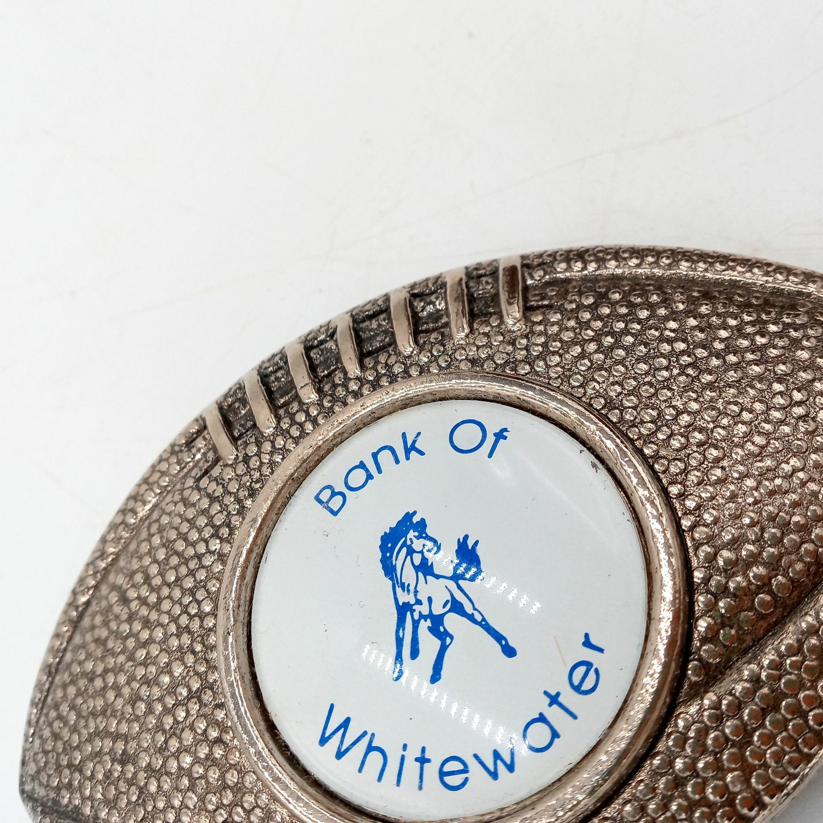 Football Shaped Belt Buckle Whitewater Kansas Bank Horse Western Sports Ks