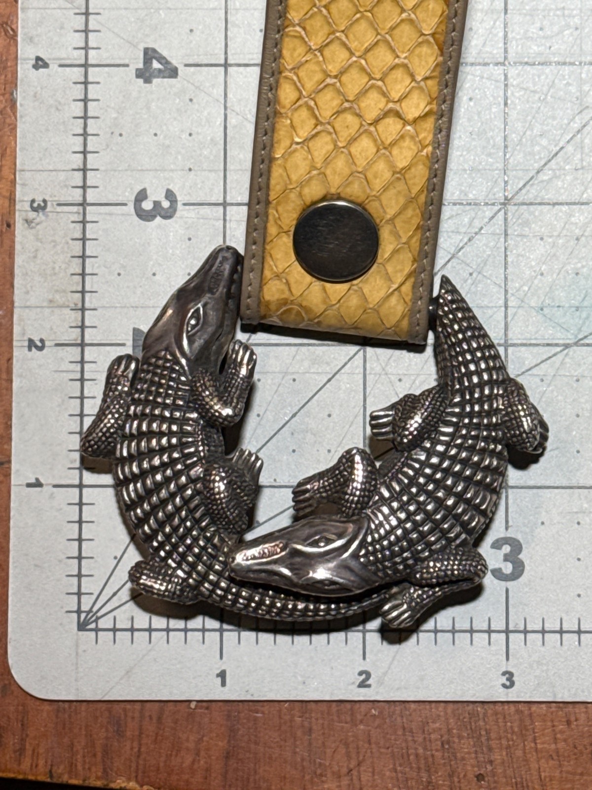 G.J. Deegan Sterling Silver Alligator Buckle Python Skin Belt 194g 925