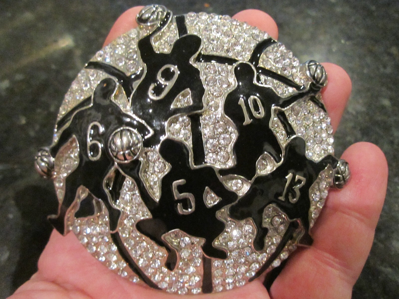 BASKETBALL THEME BELT BUCKLE COVERED IN CRYSTALS HEAVY GW-17