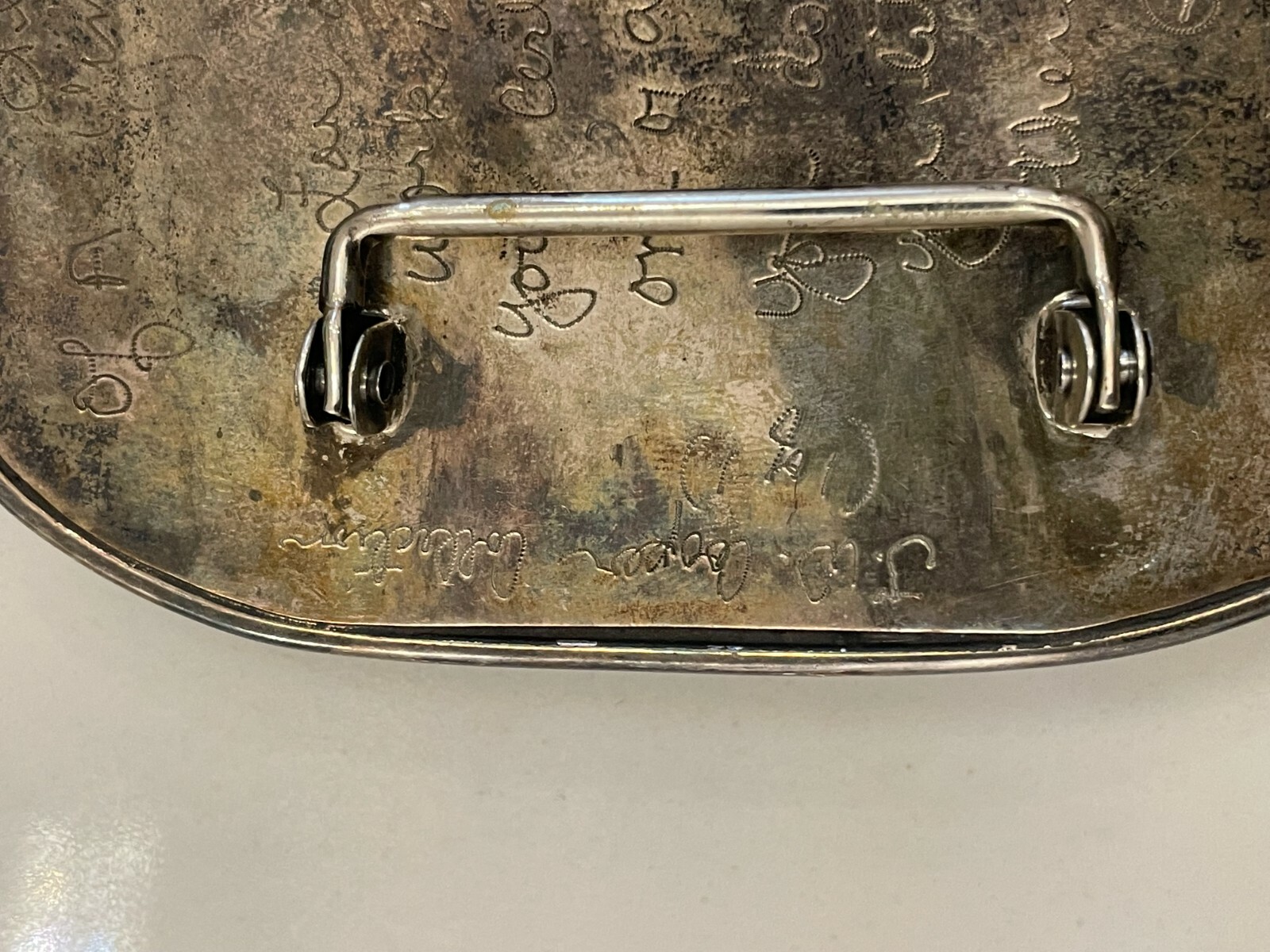 John Winston for J.W. Cooper Sterling Silver Skull Buckle w/ Pearl Skull(1of1)