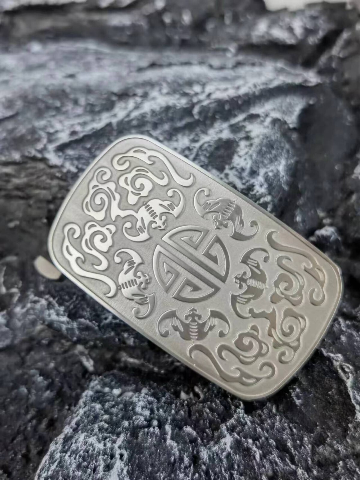 New Pure Titanium Men&rsquo;s Belt Pin Buckle Five Blessings Pattern Anti Allergic EDC