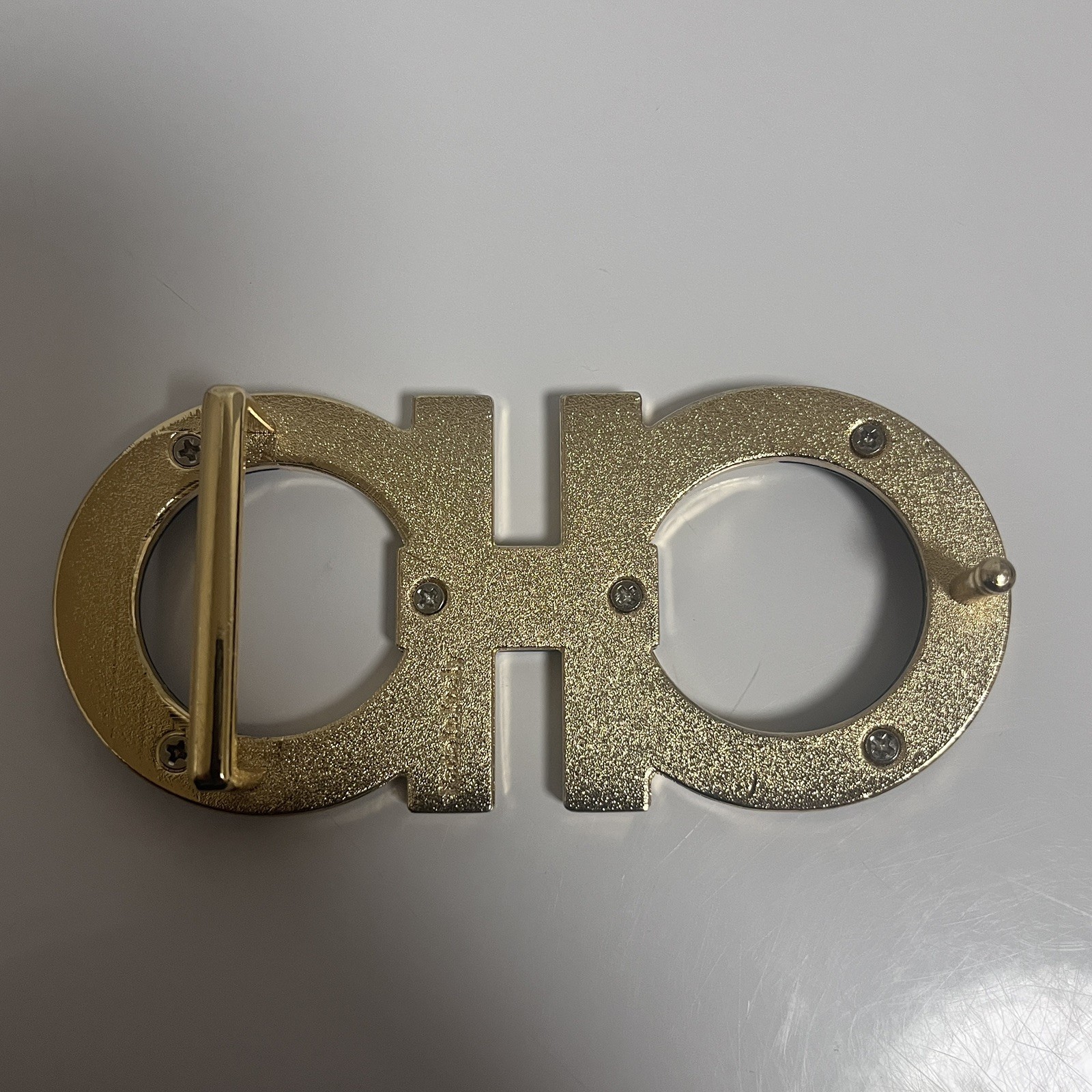 Salvatore Ferragamo Belt Buckle Gold and Navy blue fits belts 1.5” wide blemish