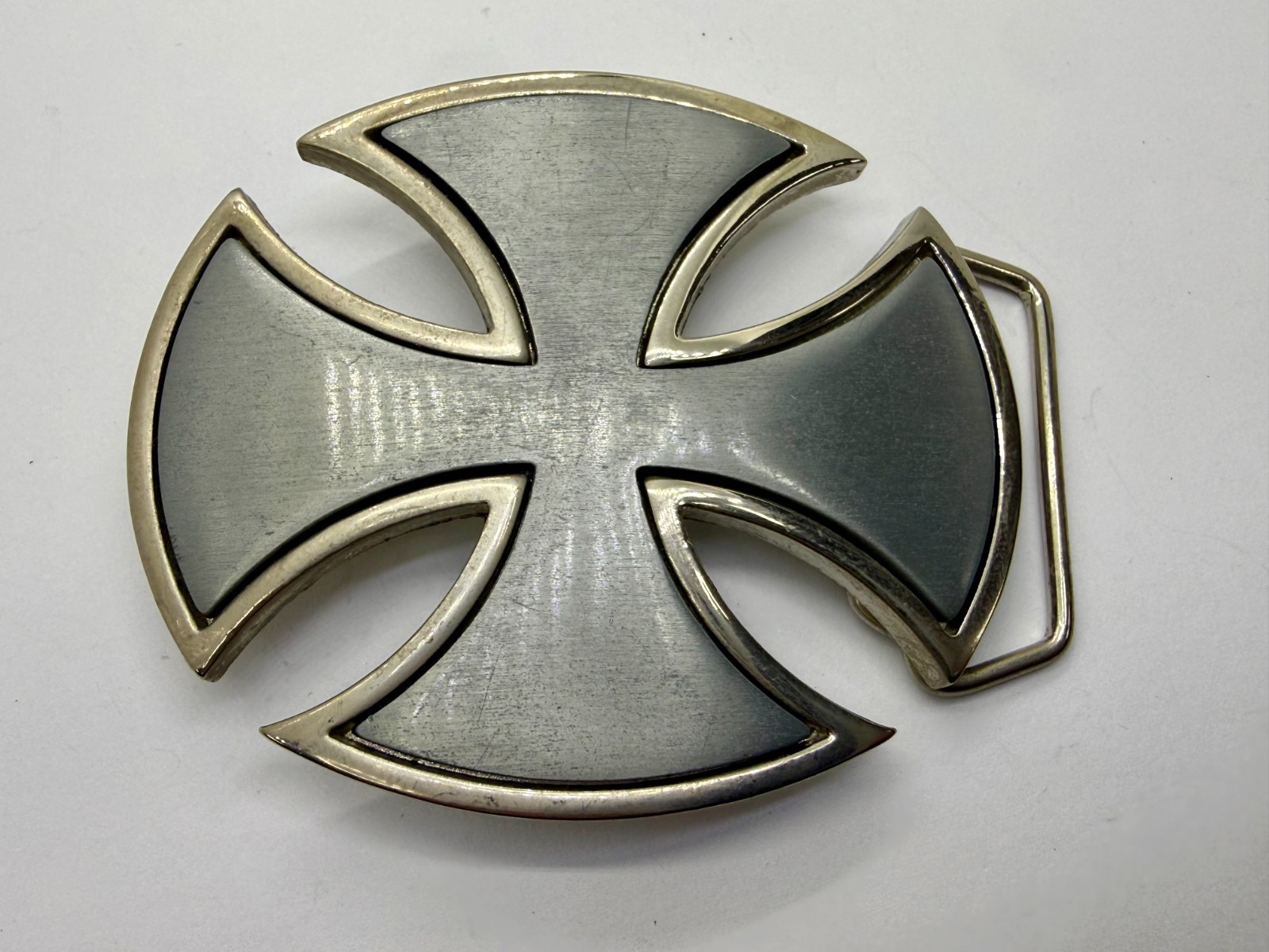 Maltese Celtic Iron Cross Gothic Punk Biker Vibe Cutout Silver Color Belt Buckle