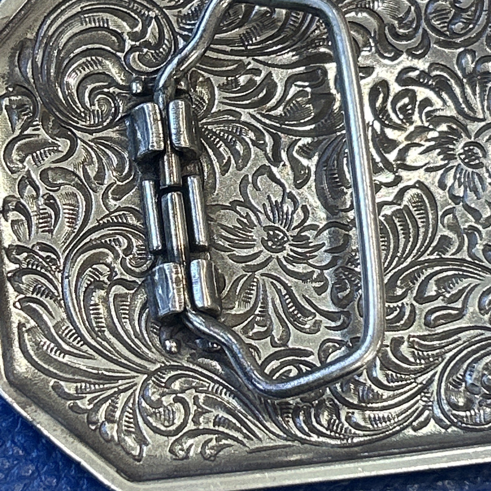 Ariat Logo Western Belt Buckle Floral Silver & Gold tone