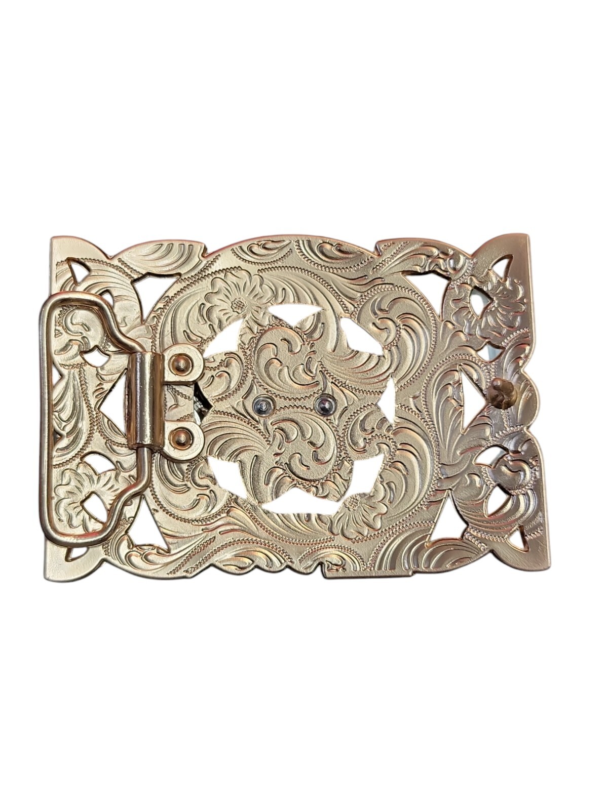 Horse Shoe/Christian Cowboy Belt Buckle For Man 4 1/4&Prime;x3 1/8&Prime; Copper Tone/Silver