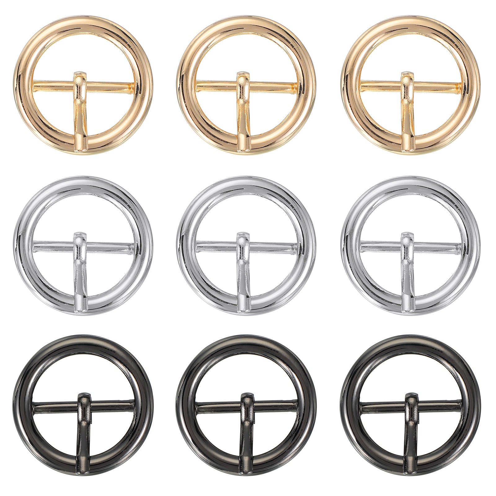 9Pcs 1&Prime; Single Prong Belt Buckle Metal Roller Buckle Black/Silver/Light Gold