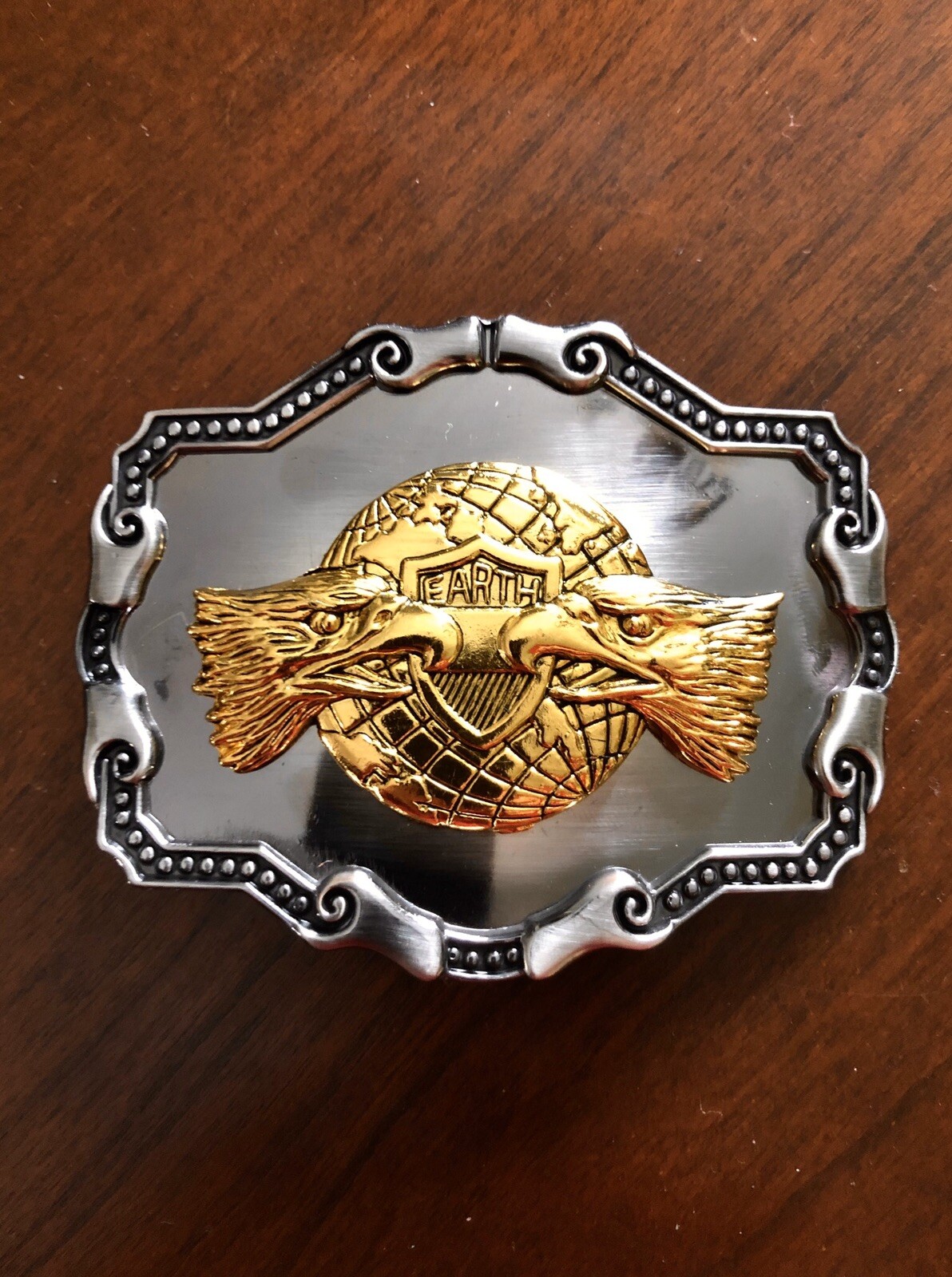American Bald Eagle Head Earth Globe Planet Metal Unisex Men’s Belt Buckle