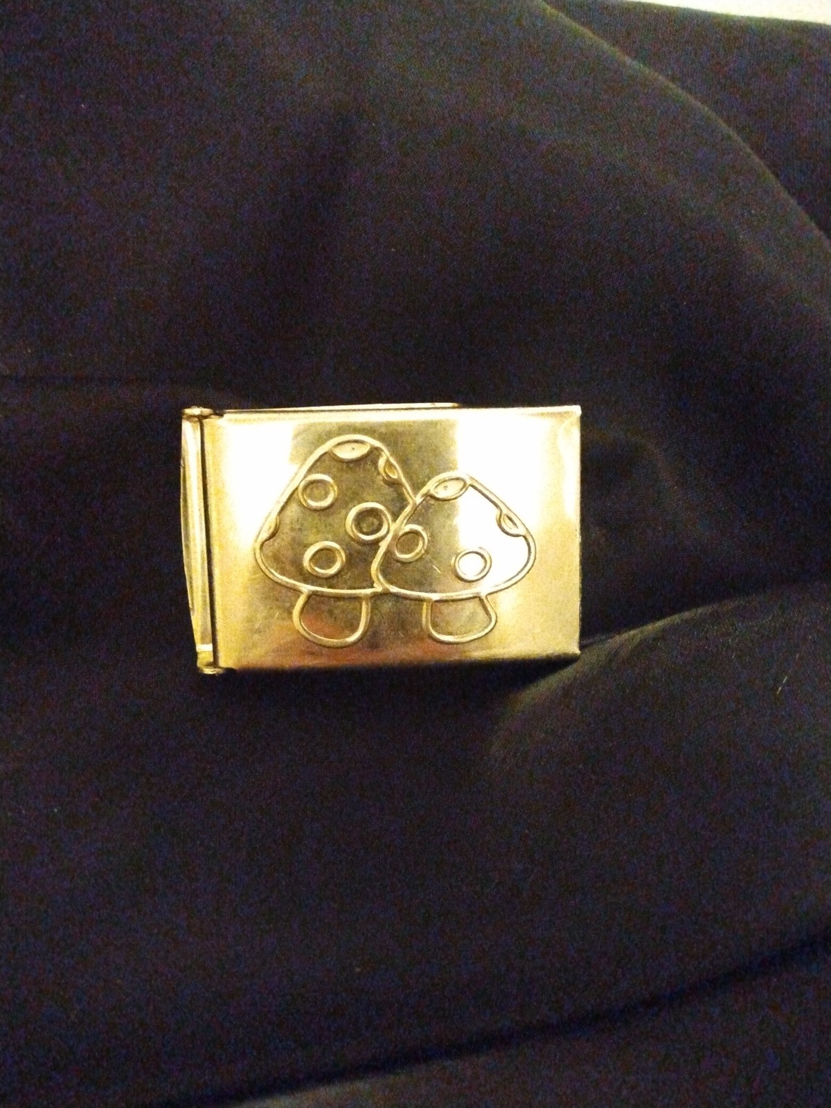 Vintage Silver Mushroom Belt Buckle Nature Art Food Magic Truffle Shrooms Unisex