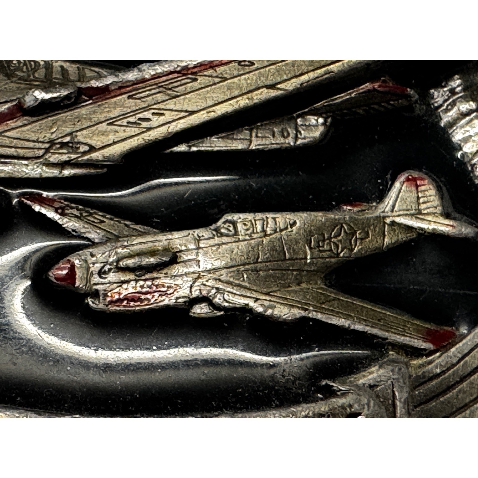 Vintage 1986 C+J Inc P-40 Warhawk Belt Buckle WWII Aviation Made in USA 1131